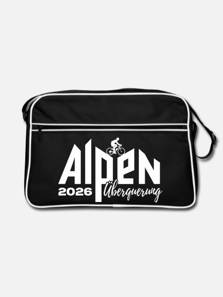 Alpen Überquerung 2026 - Fahrrad - Retro Tasche - Schwarz/Weiß