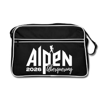 Alpen Überquerung 2026 - Wandern - Retro Tasche - Schwarz/Weiß - Vorne