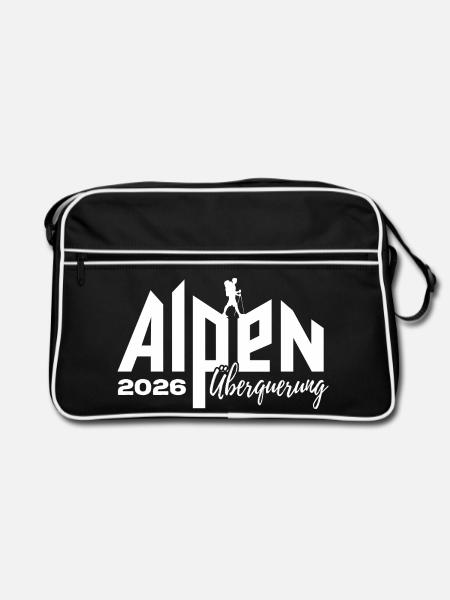 Alpen Überquerung 2026 - Wandern - Retro Tasche - Schwarz/Weiß