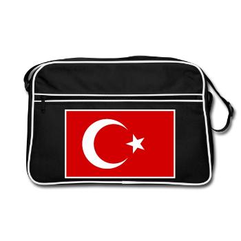 Türkei Türkiye Flagge - Retro Tasche - Schwarz/Weiß - Vorne