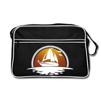 Sailboat Sailing Ship Sailing Sailor - Retro Bag - black/white - Front