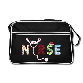 Infirmière moche Noël - Sac Retro - noir/blanc - Devant