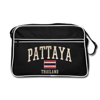 Pattaya Thailand Vintage Script - Retro Tasche - Schwarz/Weiß - Vorne