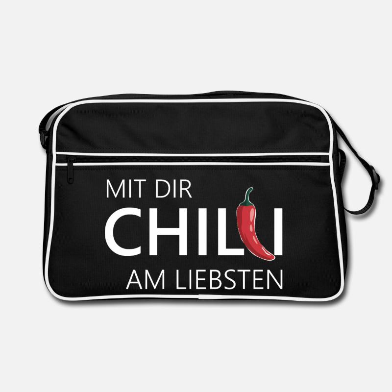 mit dir chilli am liebsten chili chillen Retro Tasche