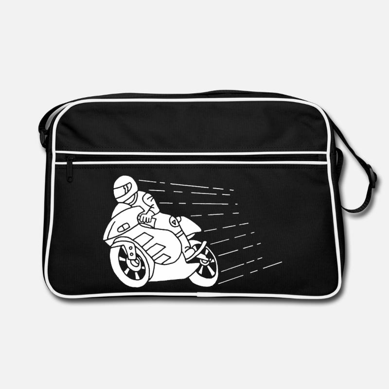 Weißer Biker und Geschwindigkeit Retro Tasche