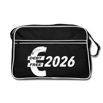 Sans dettes au Nouvel An | Résolutions du Nouvel An 2026 - Sac Retro - noir/blanc - Devant