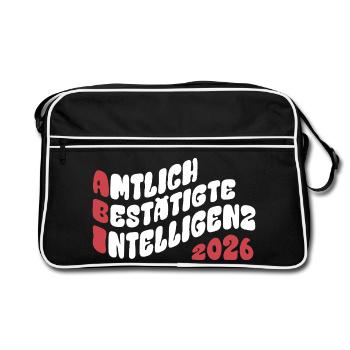Abi 2026 - Abitur - Retro Flow Style Geschenk - Retro Tasche - Schwarz/Weiß - Vorne