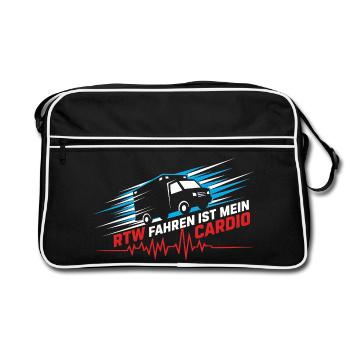 RTW Ambulanz Rettungswagen Rettungsdienst Sanität - Retro Tasche - Schwarz/Weiß - Vorne