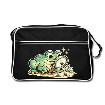Détective grenouille à la recherche d’indices - Sac Retro - noir/blanc - Devant