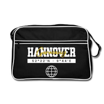 Hannover Niedersachsen Koordinaten Reise Souvenir - Retro Tasche - Schwarz/Weiß - Vorne