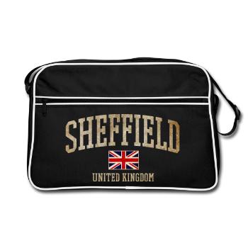 Sheffield Vintage UK Emblem - Retro Tasche - Schwarz/Weiß - Vorne