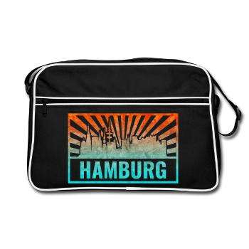 Hamburg Skyline Gradient - Retro Tasche - Schwarz/Weiß - Vorne