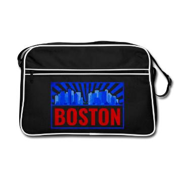 Boston Skyline Retro Red Blue - Retro Bag - black/white - Front