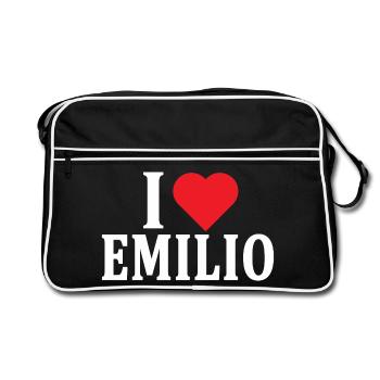 t-shirt J’adore Emilio idée cadeau t-shirt - Sac Retro - noir/blanc - Devant