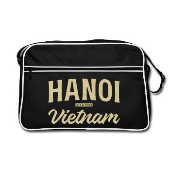 Hanoï, Vietnam, Ville de la Paix Vintage - Sac Retro - noir/blanc - Devant