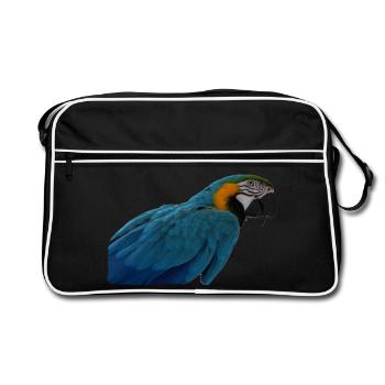 Papageien Vogel T-shirt Geschenk - Retro Tasche - Schwarz/Weiß - Vorne