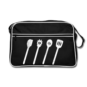 Wooden Spoon Set Drawing - Retro Bag - black/white - Front