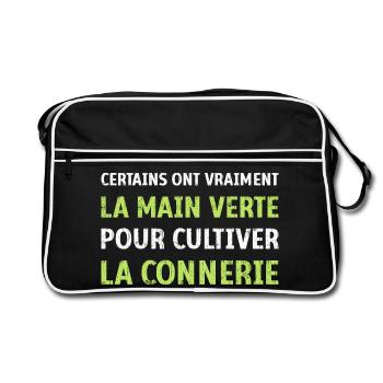 La main verte pour cultiver la connerie humour - Sac Retro - noir/blanc - Devant