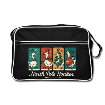 Gans Weihnachten Lustig Santa Nordpol Honker - Retro Tasche - Schwarz/Weiß - Vorne