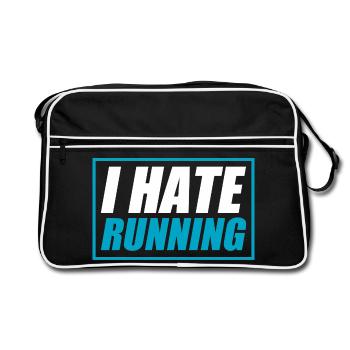 I hate running funny running jogging runner - Retro Bag - black/white - Front
