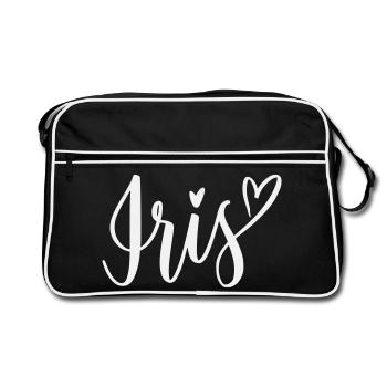 Iris Heart Lettering - Retro Bag - black/white - Front