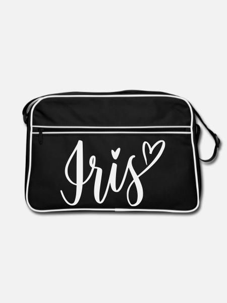 Iris Heart Lettering - Retro Bag - black/white - Front