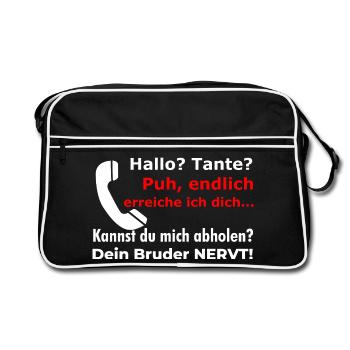 Bonjour tante, ton frère est agaçant ! Marraine drôle - Sac Retro - noir/blanc - Devant
