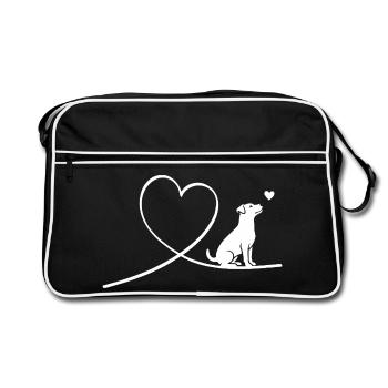 Jack Russell Terrier avec cœur - Sac Retro - noir/blanc - Devant