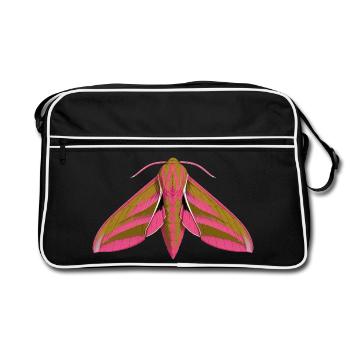 Elephant Hawk Moth Deilephila elpenor Styl de dessins animés - Sac Retro - noir/blanc - Devant