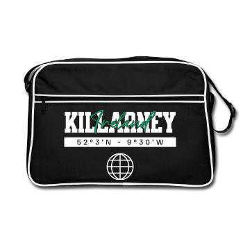 Killarney Irland Koordinaten Reise Souvenir - Retro Tasche - Schwarz/Weiß - Vorne