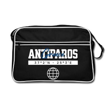 Antiparos Griechenland Koordinaten Reise Souvenir - Retro Tasche - Schwarz/Weiß - Vorne