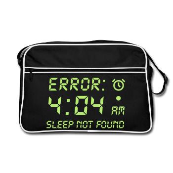 Error 404, sleep not found funny programmer gamer - Retro Bag - black/white - Front