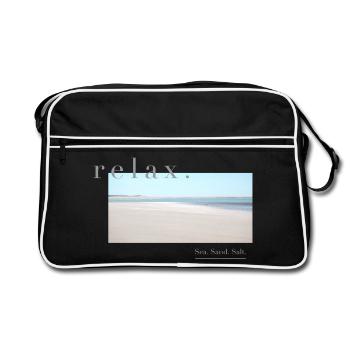 Relax – Sea Sand Salt - Retro Tasche - Schwarz/Weiß - Vorne