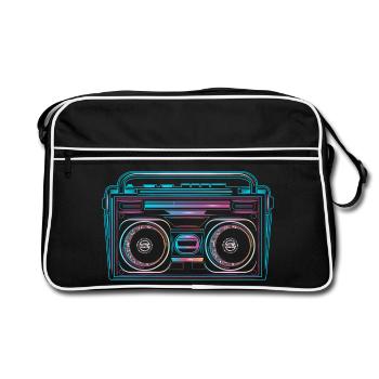 Cassette recorder in bright 80s neon look - Retro Bag - black/white - Front