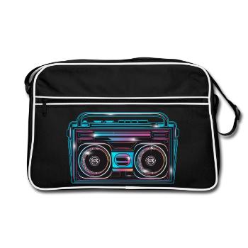 Cassette recorder in bright 80s neon look - Retro Bag - black/white - Front