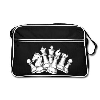 Schach Chaos – Dynamik auf dem Brett - Retro Tasche - Schwarz/Weiß - Vorne