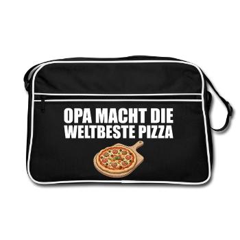 Pizza baker grandpa makes the world's best pizza - Retro Bag - black/white - Front