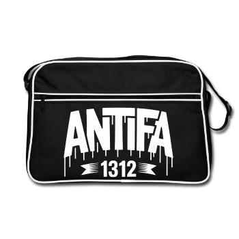 Antifa 1312 – Antifa Tee - Retro Tasche - Schwarz/Weiß - Vorne