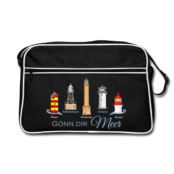 Gönn Dir Meer Leuchtturm Kollektion - Retro Tasche - Schwarz/Weiß - Vorne