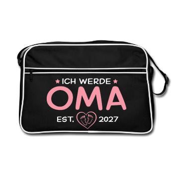 Ich werde Oma 2027 – Stolze Großmutter - Retro Tasche - Schwarz/Weiß - Vorne