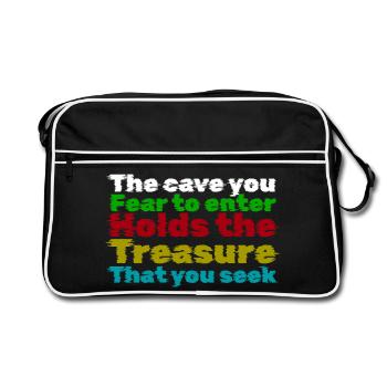 Courage Through Fear: Treasure Quote - Retro Bag - black/white - Front