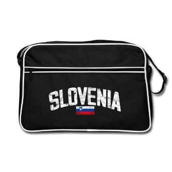 Slovenia - Grunge - National Flag - Slowenien - Retro Tasche - Schwarz/Weiß - Vorne
