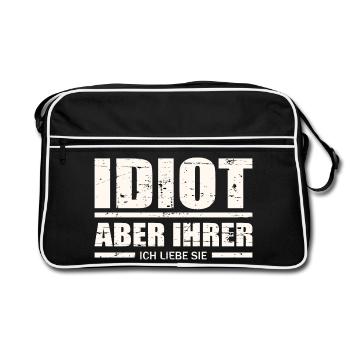 Idiot, aber ihrer ! - Retro Tasche - Schwarz/Weiß - Vorne