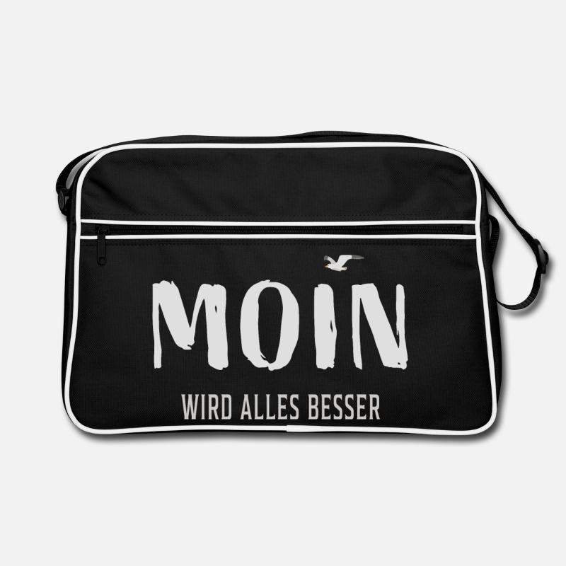 Moin wird alles besser - Retro Tasche - Schwarz/Weiß