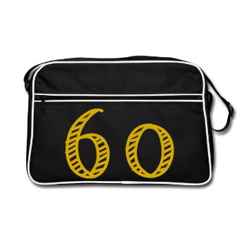 60. 60 YEARS. 60th ANNIVERSARY. 60TH BIRTHDAY. - Retro Bag - black/white - Front