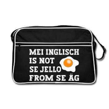 Mei Inglisch is not se Jello fron se Äg - Retro Tasche - Schwarz/Weiß - Vorne