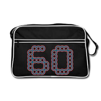60. 60 YEARS. 60th ANNIVERSARY. 60TH BIRTHDAY. - Retro Bag - black/white - Front