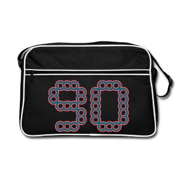 90. 90 ANS. 90e ANNIVERSAIRE. ANNIVERSAIRE 90 ANS. - Sac Retro - noir/blanc - Devant