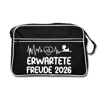 Future maman JOIE ATTENDUE 2026 Drôle - Sac Retro - noir/blanc - Devant