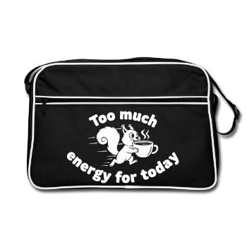 Coffee Squirrel: Too much energy today - Retro Bag - black/white - Front